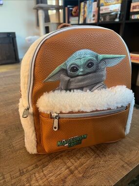 The Mandalorian Kids Plush Trim Mini Backpack - Tan & Green